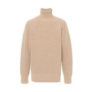 Beige Uldstrik Stand-up Krave Sweater