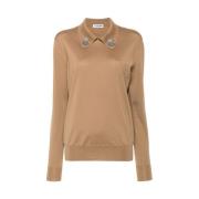 Brun Uldstrik Polo Sweater