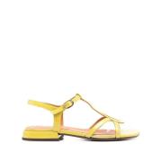 Citron Yellow T-Bar Strap Sandaler