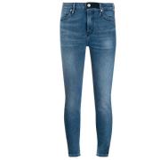 Blå Cropped Skinny Denim Jeans