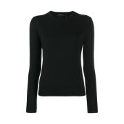 Sort uldblandingsrundhals sweater