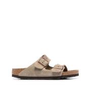 Suede Læder Sandaler i Taupe