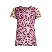 To-farvet Leopard-Print Logo T-shirt