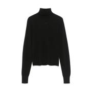 Sort Merinould Rullekrave Sweater