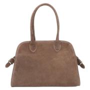 Kvinders Beige Satchel Håndtaske lavet af Premium Italiensk Velour