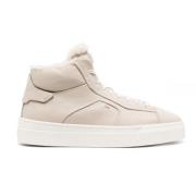 Beige High-Top Sheepskin Sneakers