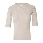 Beige Gradient Rhinestone Strik Top