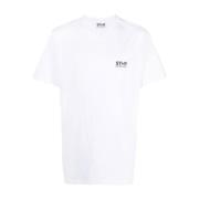 Hvid Bomuld Logo Print T-shirt