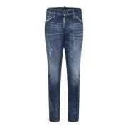 Blå Slim Fit Reflekterende Lake Wash Jeans