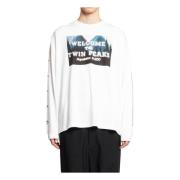 Grafisk Print Hvid Sweatshirt