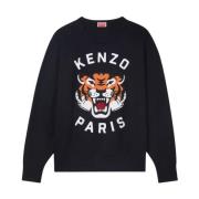 Sort Lucky Tiger Print Sweatshirt