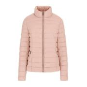 Rose Print Zippered Puffer Jacket