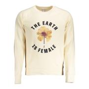 Beige Sweatshirt med Langærmet Crewneck og Print Logo