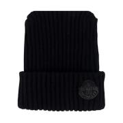 Stilfuld Sort Beanie med Logo Patch