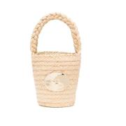 Beige Vævet Raffia Taske