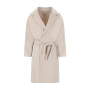 Beige Uld Wrap Frakke