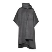 Merino Wool Poncho-Style Sweater in Grey