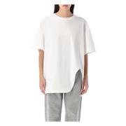 Hvid Oversize T-shirt med Ribbet Crew Neck