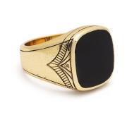 Vintage Gold Sterling Silver Signet Ring with Matte Onyx