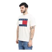 Creme T-shirt med Flag Logo