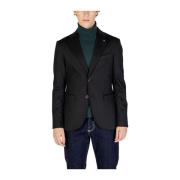 Sort Polyesterblandings Herre Blazer