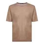 Beige Linned T-Shirt til Mænd