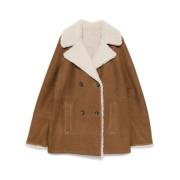 Shearling Trim Double-Breasted Outerwear