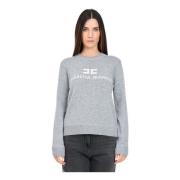 Grå Crewneck Sweater Casual Efterår Vinter