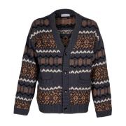 Herre Cardigan Over Fit Jacquard Detaljer