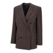 Brun Uld Boxy Dobbelt-Brystet Blazer