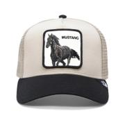 Beige Mustang Trucker Cap