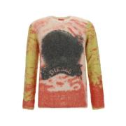 Farverig Ribstrikket Pullover Sweater