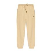 Beige Logo Sweatpants Elastisk Talje