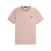 Rosa Kontrast Hals Tee