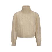 Uld Turtleneck Sweater med Fletstrik