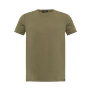 Khaki Jersey Crew Neck Korte Ærmer