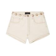 Hvid Skal Udsmykket Denim Shorts