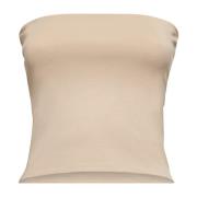 Stropløs Beige Bomuld Elastan Top