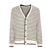 Stribet V-hals Cardigan Sweater