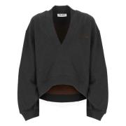 Sort Bomuld V-Hals Sweatshirt