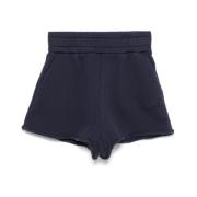 Blå Elastisk Talje Shorts