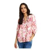 Blush Rose 3/4 Ærme V-Hals Bluse