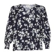 Marine Flower Bluse med Pufærmer