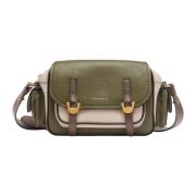 Trefarvet Læder Crossbody Taske