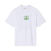 Hvid T-shirt med trykt logo og korte ærmer