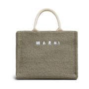 Beige Logo Shopping Taske