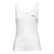 Broderet Logo Ribstrikket Tank Top