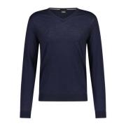 Slim-Fit Uld Pullover V-Hals Sweater