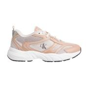 Beige Sporty Syntetisk Gummisål Sneakers