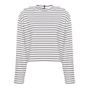 Stribet Cropped Top med Skulderpuder